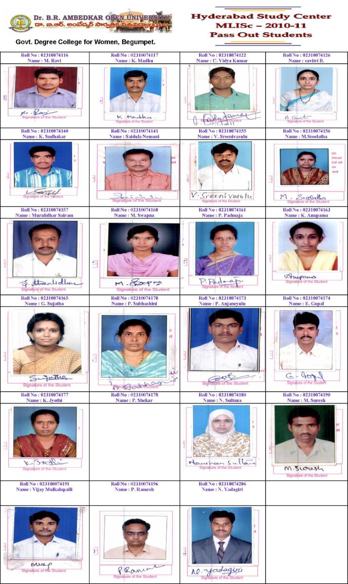 Master of Library and Information Science 2010-11 Batch pass out students 